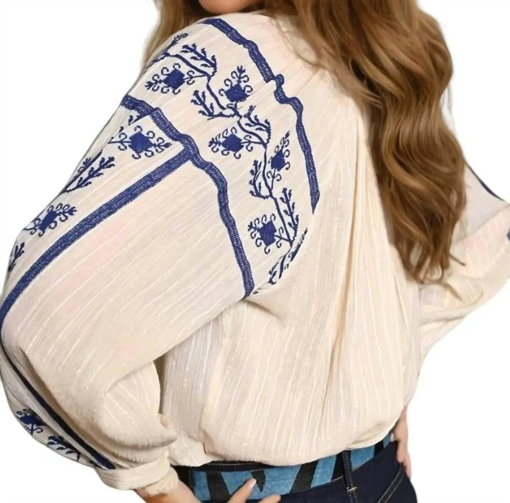 Maddi Embroidered Boho Blouse