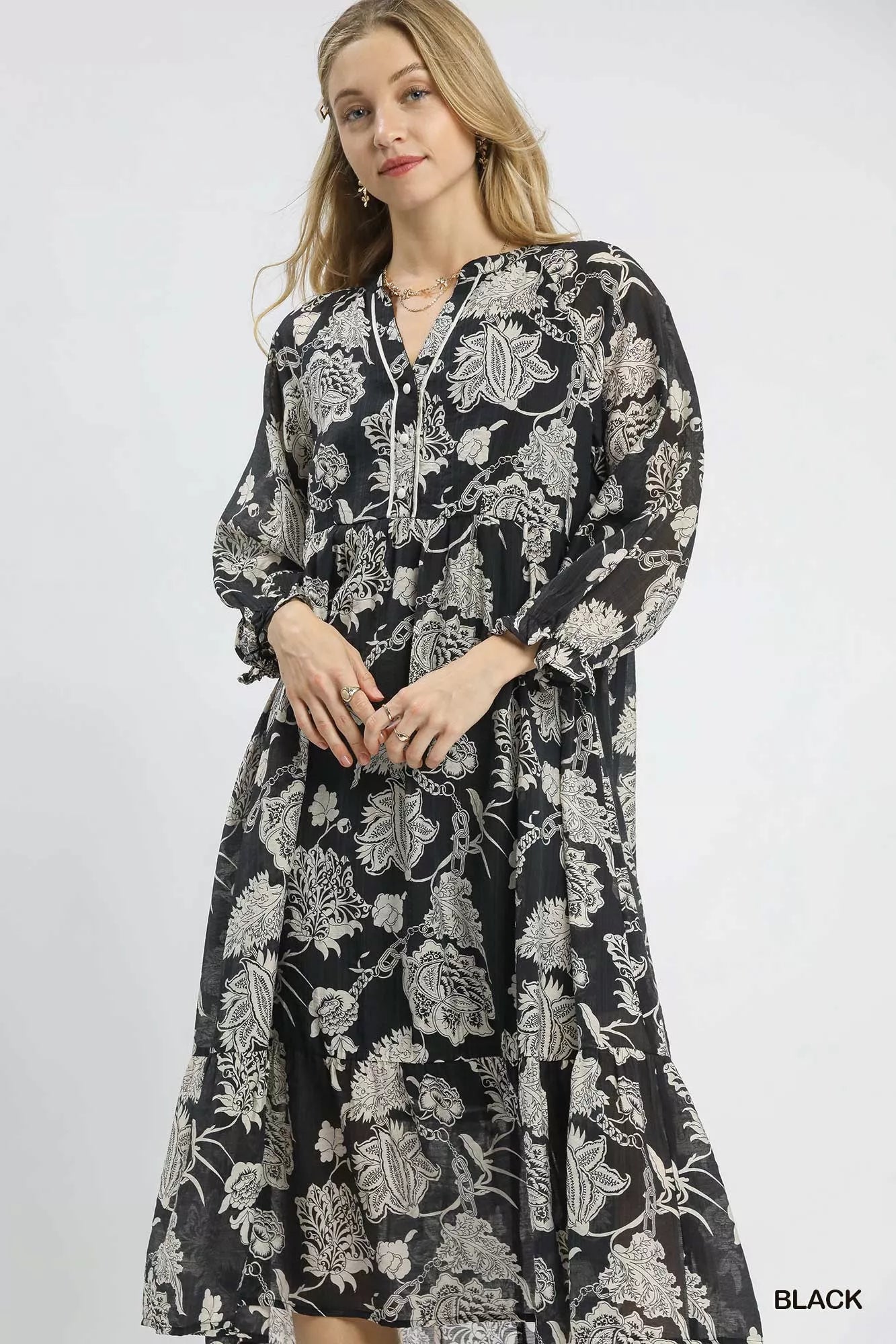 Floral Print Boho Midi Dress