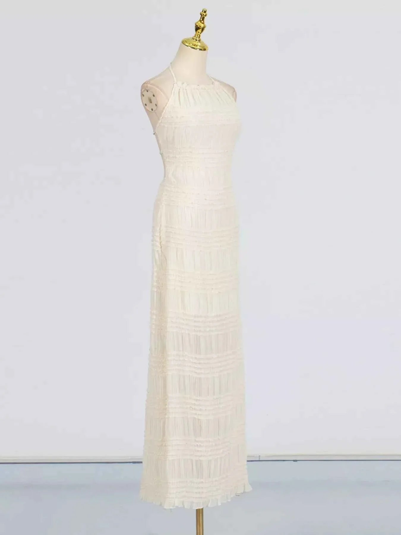 Ruched Halter Neck Maxi Dress