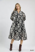 Floral Print Boho Midi Dress
