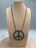 Western Turquoise Peace Statement Necklace - 22" Boho Pendant